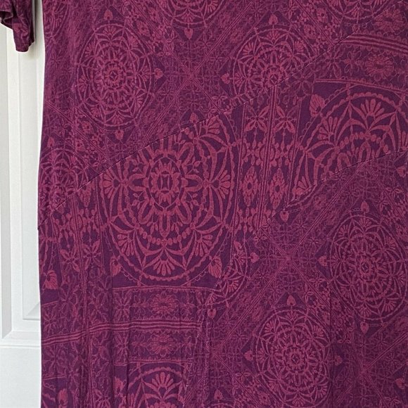 Soft Surroundings Purple Dress Midi Boho Flowy Viscose Short Sleeve Large 2CK34 - Picture 3 of 10